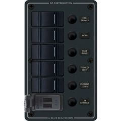 Blue Sea 8521 5 Position Contura Switch Panel WDual Usb Chargers 1224v Dc Black-small image