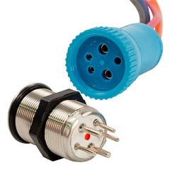 Bluewater 22mm Push Button Switch OffOn Contact BlueRed Led 4 Lead-small image