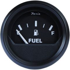 Faria Euro Black 2" Fuel Level Gauge (E-1/2-F) - Marine Instrument Gauges-small image