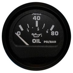 Faria Euro Black Oil Pressure Gauge - 80 PSI - Marine Instrument Gauges-small image