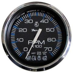 Faria Chesapeake Black Ss 4 Tachometer WSystemcheck Indicator 7,000 Rpm Gas Johnson Evinrude Outboard-small image