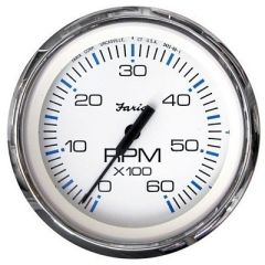 Faria Chesapeake White Ss 4 Tachometer 6,000 Rpm Gas Inboard IO-small image