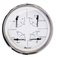 Faria 5 Multifunction Gauge Chesapeake White WStainless Steel Fuel, Oil, Water Voltmeter-small image