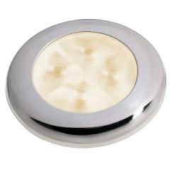 Hella Marine Slim Line Led Enhanced Brightness Round Courtesy Lamp Warm White Led Stainless Steel Bezel 12v-small image