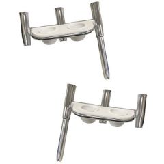 Tigress Offset Triple Rod Holder WCup Holders Port Side Starboard Side Polished Aluminum-small image