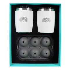 Toadfish NonTipping 10oz White Rocks Tumblers WIce Ball Tray 2 Tumblers-small image