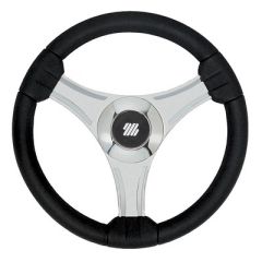 Uflex Tavolara 138 Black Polyurethane Steering Wheel WSilver Spokes X62 Hub-small image