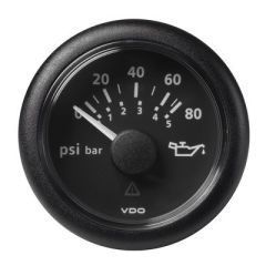 Vdo Marine 2116 52mm Viewline Oil Pressure Gauge 80 Psi5 Bar 832v Black Dial Round Bezel-small image