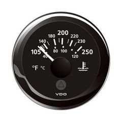 Vdo Marine 2116 52mm Viewline Temperature Gauge 100250 Degreef 832v Black Dial Bezel-small image